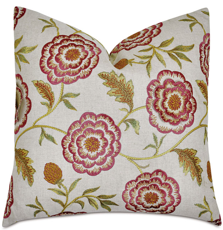 MARGUERITE EMBROIDERED DECORATIVE PILLOW