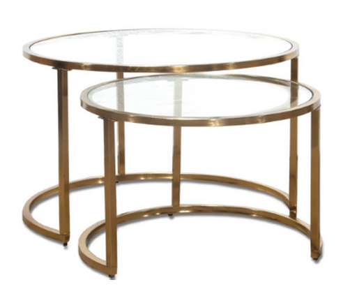 Round Stacking Coffee Tables - Gold Base | Magnolia James Interiors | Expertly Curated Dorm Room Interior Designs