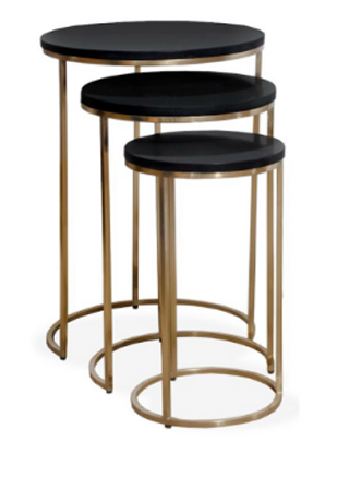 Stacking Tables - Black with Gold Base | Magnolia James Interiors | Expertly Curated Dorm Room Interior Designs