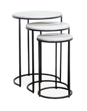Stacking Tables - White with Black Base | Magnolia James Interiors | Expertly Curated Dorm Room Interior Designs