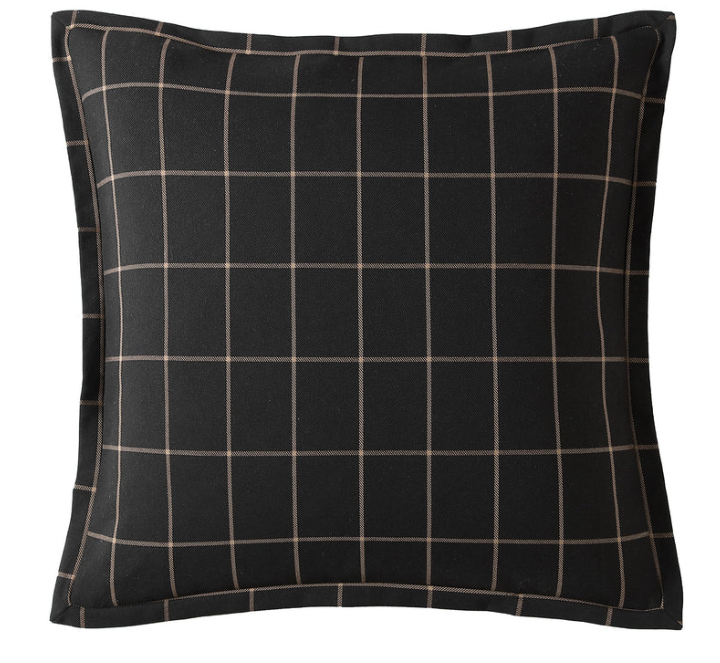 Windowpane Plaid Euro Sham / BLACK